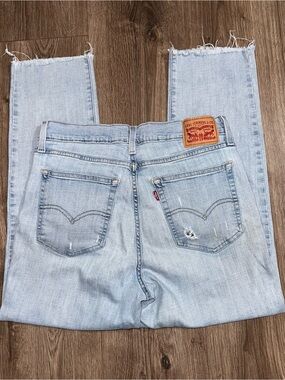 Levi’s Light Blue Straight Leg Hi Rise Jeans Raw Hem